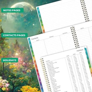 Planner 2025-2025 Planner, 9" x 11", Jul.2025 - Jun.2026, Weekly and Monthly with Colorful Tabs, Strong Twin-wire, Back Pocket - Dreaming Moon - Image 3