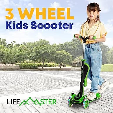 3 Wheel Scooter for Kids with Foldable Seat, Adjustable Handlebar Height, Lean-to-Steer Ride On Toy for Kids Ages 2+, Light-Up LED Wheels, Wide Anti Slip Deck, Indoor & Outdoor Use, Green - Image 7