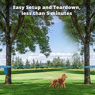 Dog Tie Out Cable for Camping - 50ft/70ft/100ft Portable Reflective Overhead Trolley System for Dogs up to 300lbs - Dog Lead for Yard Camping | Parks | Outdoor Events Blue - Image 6