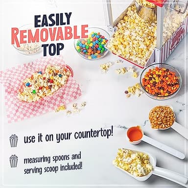 Nostalgia Popcorn Maker Machine - Professional Cart With 2.5 Oz Kettle Makes Up to 10 Cups - Vintage Popcorn Machine Movie Theater Style - Red & White - Image 6