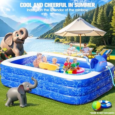 Inflatable Pools with Sprinkler,Upgraded Elephant Inflatable Swimming Pool,Kids Pools for Backyard,Large Inflatable Pool for Adults Blow up Pools,Oversized Thickened Family Inflatable Pool-Blue - Image 5