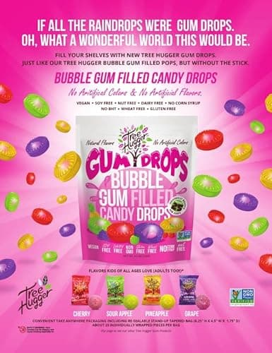 Tree Hugger Bubble Gum Filled Candy Drops, 1 Count (Pack of 12), 4.4 ounces - Image 1