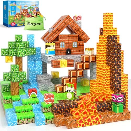 100pcs Magnetic Blocks - Build Mine Magnet World Game Adventure Set STEM Building Toys for Kids 3+ Years Old 1” Magnetic Cubes for Boys Toddler Boy Gifts Toys for Ages 3-5 5-7 8-12 - Image 1