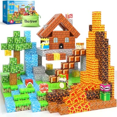 100pcs Magnetic Blocks - Build Mine Magnet World Game Adventure Set STEM Building Toys for Kids 3+ Years Old 1” Magnetic Cubes for Boys Toddler Boy Gifts Toys for Ages 3-5 5-7 8-12 - Image 1