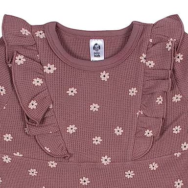 Gerber Baby Girls Toddler Long Sleeve Dress with Ruffle Detail, Pink Daisies, 3T - Image 4