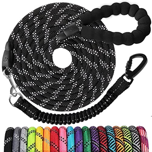 Long Dog Leash 30 FT: Heavy Duty Rope Leashes for Dogs Training with Swivel Lockable Hook Reflective Threads Bungee and Padded Handle - Dog Lead for Large Small Medium Dogs Outside Walking Hiking - Image 1