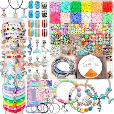 leitait Girls Toys Bracelet Making Kit -3400pcs Charm Jewelry Making Kit Supplies,Unicorn/Mermaid Crafts Birthday Christmas Gifts for Girls Ages 5 6 7 8 9 10 11 12 Years Old - Image 1