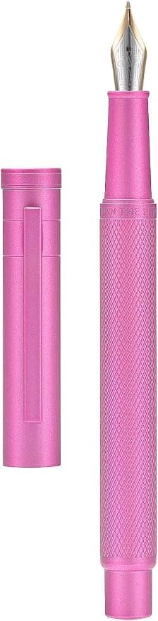 Asvine Pink Forest Fountain Pen Bent Nib, Classic Design with Converter and Metal Pen Case, The Light of Hope Serise - Image 1