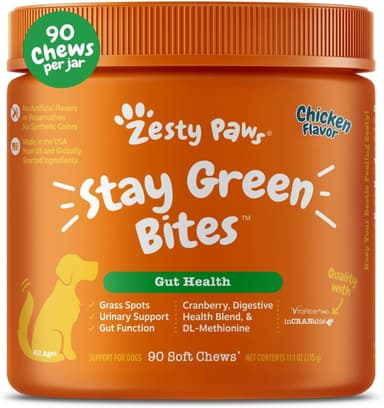 Zesty Paws Stay Green Bites for Dogs - Grass Burn Soft Chews for Lawn Spots Caused by Dog Urine - with Cranberry for Urinary Tract & Bladder - Chicken - 90 Count - Image 2
