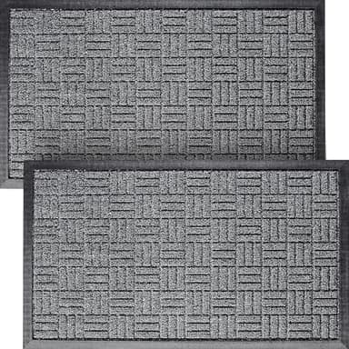 Front Door Mats, 2 Pc Set, 29.5 x 17, All Weather Entry and Back Yard, Indoor and Outdoor Safe, Slip Resistant Rubber Backing, Absorbent and Waterproof, Dirt Trapping Rugs for Entryway - Image 1