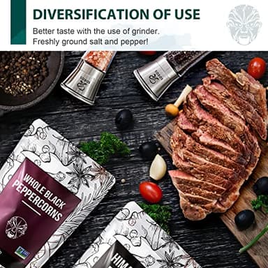 Soeos Whole Black Peppercorns 12oz + Himalayan Pink Salt 2lb, Salt and Pepper for Grinders, Black Peppercorn Refil, Pink Himalayan Sea Salt, 2 Piece Set - Image 4
