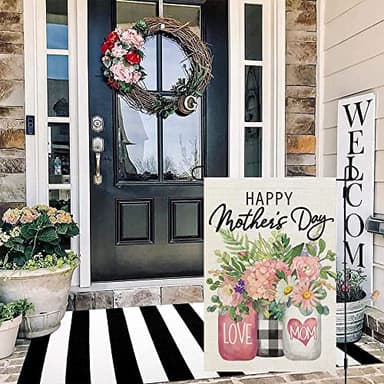 CROWNED BEAUTY Mothers Day Garden Flag 12X18 Inches Small Double Sided Love Mom Floral Mason Jar Flag for Outside Yard (Pink-Mother's Day, 12"X18") - Image 4
