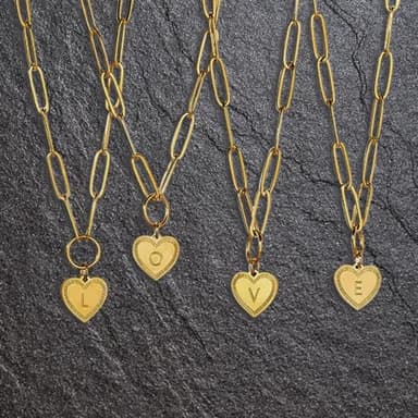 PopTopping Gold Heart Pendant Choker Necklace Heart Initial Pendant Necklaces For Women Alphabet Pendant Necklace - Image 7