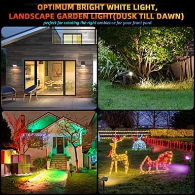 LEREKAM Solar Outdoor,40 LEDs Color Changing RGB Solar Landscape Path Lights,USB & Solar Powered Multicoloured Spotlights,14 Colors Auto Cycling Spotlights for Yard,Garden,2 Pack - Image 7