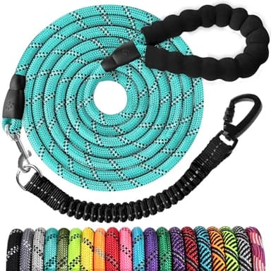jenico Long Dog Leash 20FT: 3/8'' Heavy Duty Rope Leashes for Dogs Training with Lockable Hook Reflective Threads Bungee and Padded Handle - Dog Lead for Large Small Medium Dogs Outside Walking - Image 1