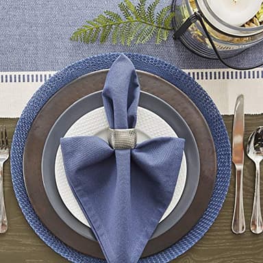 DII Dobby Stripe Woven Table Runner, 13x72-inch, French Blue - Image 9