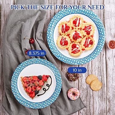 MUCHII 8.375 Inch Disposable Paper Plates, 300 Count Soak and Cut Proof Printed Paper Plates for Daily Use, Holiday for Family Gatherings, Parties, Picnic - Image 8