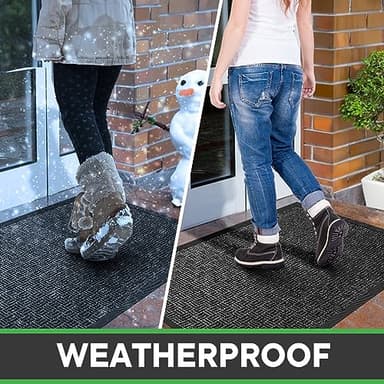 Mibao Front Door Mat, Heavy Duty Durable Welcome Mat for Outdoor Indoor, Dirt Trapper Waterproof Super Absorbent Door Mat for Entryway Outside Patio Porch, 73" x 46", Gray - Image 6