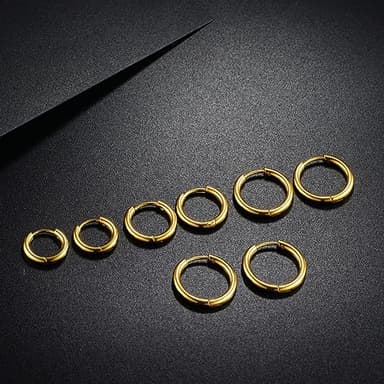 316L Surgical Stainless Steel Gold Hoop Earrings 6mm 8mm 10mm 12mm Huggie Hypoallergenic Earrings Hoop Cartilage Helix Lobes Hinged Sleeper Earrings For Women Men - Image 5