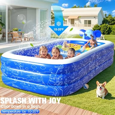 Inflatable Pools with Sprinkler,Upgraded Elephant Inflatable Swimming Pool,Kids Pools for Backyard,Large Inflatable Pool for Adults Blow up Pools,Oversized Thickened Family Inflatable Pool-Blue - Image 3