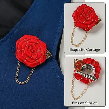 WESIDOM Toddler Boy Clothes Suits Gentleman Wedding Outfits Dress Bowtie Shirt+Vest+Boutonniere+Suspender Pants Sets(Navy Blue+5-6T) - Image 3