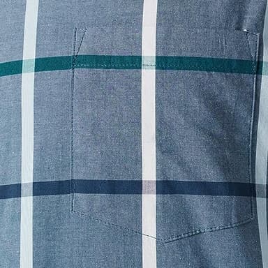 Amazon Essentials Men's Regular-Fit Short-Sleeve Poplin Shirt, Denim Large Plaid, X-Large - Image 7