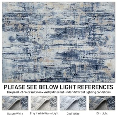 8x10 Area Rugs Washable Rug: Large Modern Abstract Living Room Rug Soft Anti-Skid Thin Carpet Indoor Floor Non-Shedding Carpets for Bedroom Dining Room Farmhouse Nursery Home Office Blue Gold - Image 6