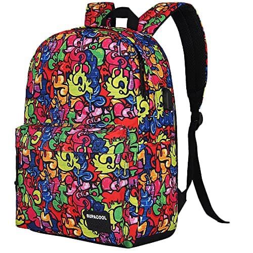 SUPACOOL Casual Laptop Backpack for Men and Women, Backpack for College, USB Charging Port, Lightweight Pack Back(Graffiti) - Image 1