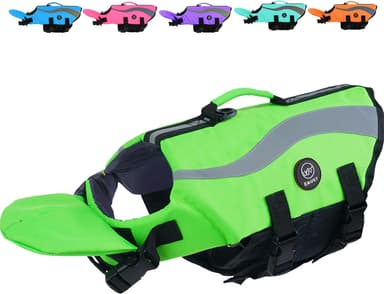 EMUST Life Jacket for Large Dogs, Dog Life Vest for Small/Medium/Large Dogs with Double Rescue Handles, High Reflective Dog Life Preserver for Swimming, Green,L - Image 2