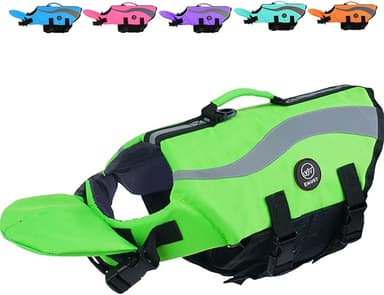 EMUST Life Jacket for Large Dogs, Dog Life Vest for Small/Medium/Large Dogs with Double Rescue Handles, High Reflective Dog Life Preserver for Swimming, Green,L - Image 1