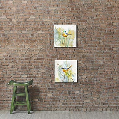 Hardy Gallery Abstract Birds Picture Wall Art: Colorful Animal Birds & Grass Painting Canvas Print Artwork for Wall (12” x 12” x 2 Panels) - Image 3