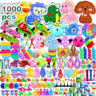 1000 Pcs Party Favors for Kids, Fidget Toys Bulk, Prizes for Kids, Fidget Stocking Stuffers Birthday Party Gifts, Carnival Treasure Classroom Prizes Box, Goodie Bag Stuffers, Birthday Party Toys - Image 1