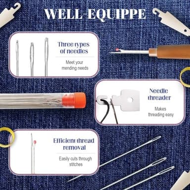 37PCS Sewing Tool Set, Needle and Thread Kit, Needles Thread Hand Repair Tools, Embroidery Tool Kit, Sewing Needle Kit Set for Home, DIY Craft Kit for Beginners - Image 9