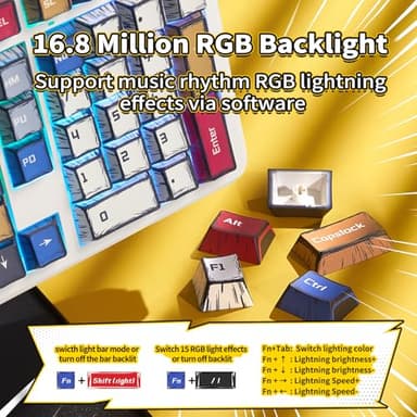 x Aula F99 Pro Mechanical Keyboard, Wireless Gaming Keyboards RGB Backlit Hot Swappable Custom Creamy Bluetooth Computer Keyboard, Tri-Mode BT5.0/2.4GHz/USB-C, Pre-lubed Switches PBT Keycaps - Image 6