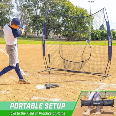 GoSports Team Tone 7 ft x 7 ft Baseball & Softball Practice Hitting & Pitching Net in Team Colors - Navy - Image 5