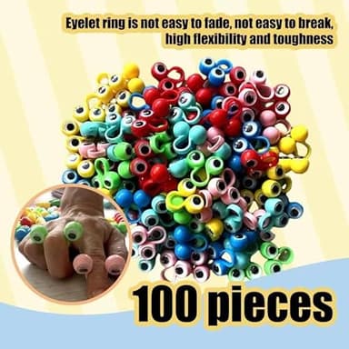 100 PCS Eye Finger Puppets Toys Set, Wiggly Eyeball Finger Puppet Eye On Rings for Kids, Party Favors for Boys Girls - Image 7