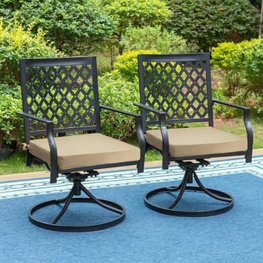 Metliv Patio Chair Cushions 19" x 19" x 3", Waterproof Outdoor Seat Cushions for Patio Furniture, Square Chair Pads with Adjustable Straps for Garden Sofa Couch, Set of 2, Beige - Image 9