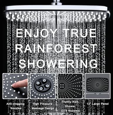 High Pressure Rain Shower Head: Upgrade Shower Heads with Handheld Spray Combo with Fixed Showerhead and 10 Sprays Handheld Shower Head, Detachable Shower head Built-in Magnetic Docking and Power Jets - Image 3