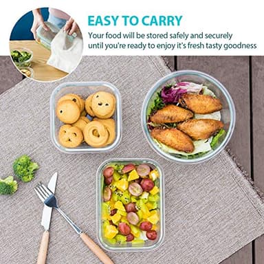 Bayco Glass Food Storage Containers with Lids, [24 Piece] Meal Prep, Airtight Bento Boxes, Leak Proof (12 lids & 12 Containers) - Blue - Image 5
