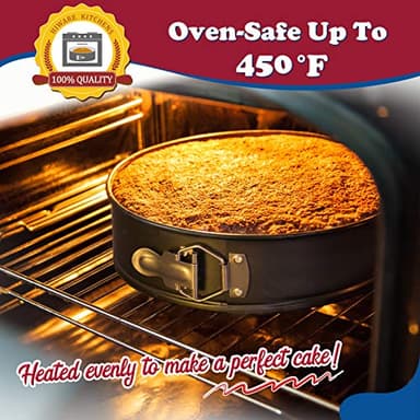 Hiware 9 Inch Non-stick Cheesecake Pan Springform Pan with Removable Bottom/Leakproof - Black - Image 3