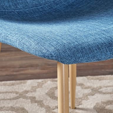Christopher Knight Home Raina Mid-Century Modern Fabric Dining Chairs with Wood Finished Metal Legs, 2-Pcs Set, Muted Blue / Light Brown - Image 4