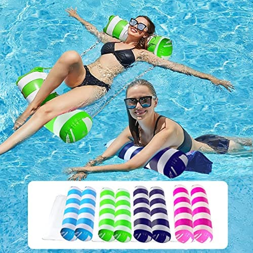 4 Pack Upgrated XL Water Pool Floats, 4-in-1 (Hammock, Saddle, Lounge Chair, Drifter) Multi-Purpose Water Pool Float, Non-Stick PVC Material - Image 1