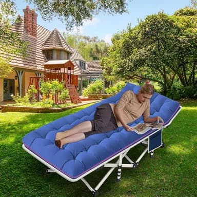 NESDCC 2 Pack Camping Cot with Mattress Comfortable Cot Bed Folding Cot Heavy Duty Cots for Sleeping with Carry Bag for Adults Kids Guest Bed Outdoor Indoor Home - Image 2