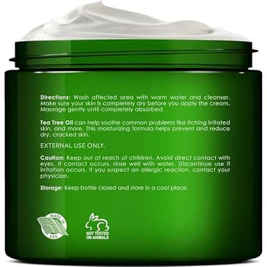 New York Biology Tea Tree Oil Foot Cream for Dry Cracked Feet, Athletes Foot, Nail Fungus, Jock Itch, Ringworm, Cracked Heels and Itchy Skin - Foot Cream - 8 oz - Image 3