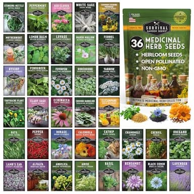 Ultimate Medicinal Herb Seeds Variety Pack – 36 Heirloom Varieties, 28,000+ Lavender, Calendula, Echinacea, Peppermint, Yarrow – Non-GMO Garden Kit by Survival Garden Seeds - Image 1