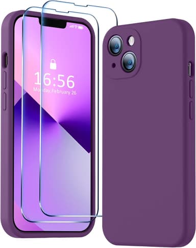 BossKiss Compatible with iPhone 13 Case, Premium Silicone Upgraded [Camera Protection] [2 Screen Protectors] [Soft Anti-Scratch Microfiber Lining] Phone Case for iPhone 13 6.1 inch - Grape - Image 2