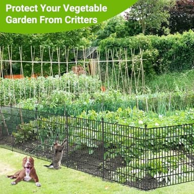 8 Panels No Dig Decorative Outdoor Garden Fence with Gate for Yard, 48 in(H) X 21 ft(L) Animal Barrier Fencing Rustproof Metal Wire Panel Border for Dog, Rabbits, and Patio Temporary Ground Stakes - Image 5