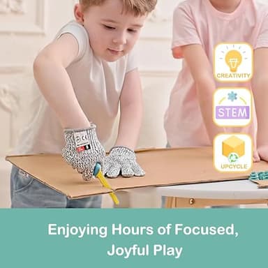 Kizzikids Cardboard Tools for Kids with Cutter &Tool Box, 149 PCS Cardboard Construction Kit for Family & Team Activities, Creative STEM Educational Toys Gift for Boys and Girls Aged 5+ - Image 3