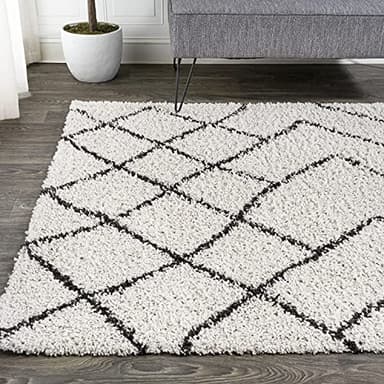 JONATHAN Y Diamond Shag Beige/Dark Gray Indoor Area Rug 8X10 ft, Inca Moroccan for Living Room, Bedroom, Kitchen, Office, Easy-Cleaning, High Traffic, Pet-Friendly, Non-Shedding SHG101A-8 - Image 3