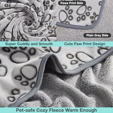 Stuffed® Premium Soft Dog Blanket Washable, 40"x32" Cat Blanket for Indoor Cats Large Medium Small Dog Gifts Puppy Essentials (Grey) - Image 3